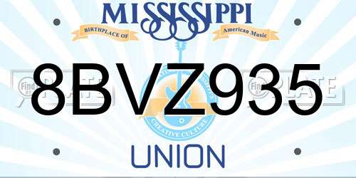 8BVZ935 Mississippi License Plate