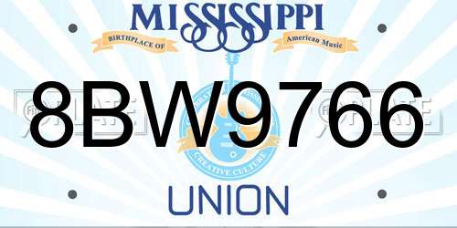 8BW9766 Mississippi License Plate