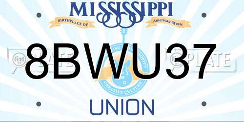 8BWU37 Mississippi License Plate