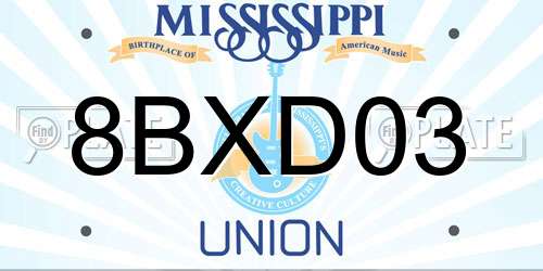 8BXD03 Mississippi License Plate