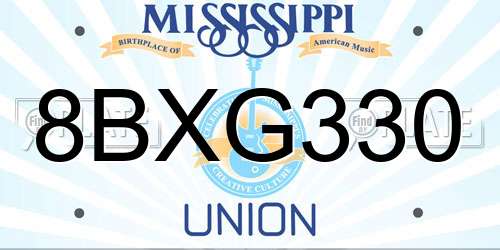 8BXG330 Mississippi License Plate