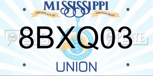 8BXQ03 Mississippi License Plate
