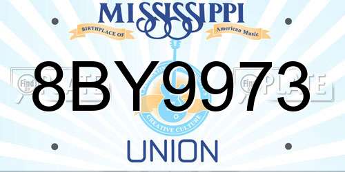 8BY9973 Mississippi License Plate