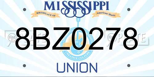 8BZ0278 Mississippi License Plate