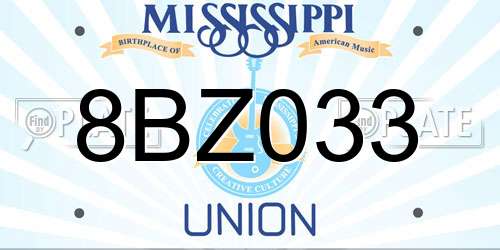 8BZ033 Mississippi License Plate