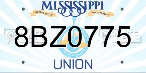 8BZ0775 Mississippi License Plate