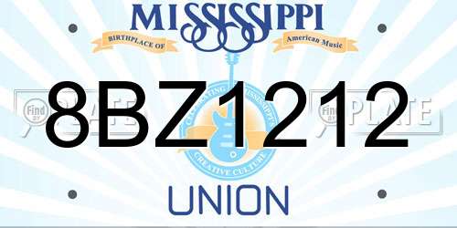 8BZ1212 Mississippi License Plate