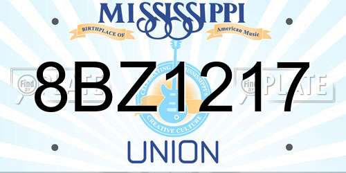 8BZ1217 Mississippi License Plate