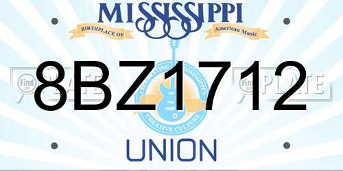 8BZ1712 Mississippi License Plate