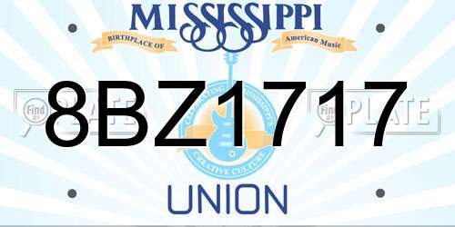 8BZ1717 Mississippi License Plate