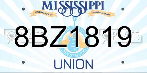 8BZ1819 Mississippi License Plate
