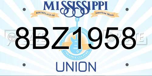 8BZ1958 Mississippi License Plate