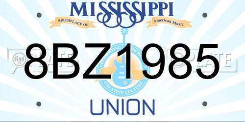 8BZ1985 Mississippi License Plate