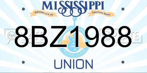 8BZ1988 Mississippi License Plate