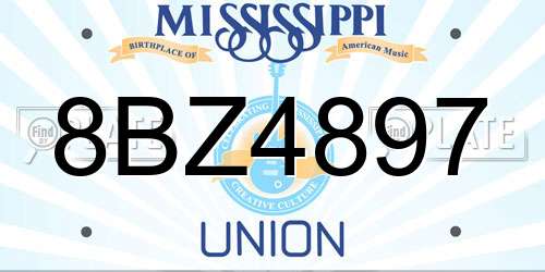 8BZ4897 Mississippi License Plate