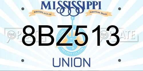 8BZ513 Mississippi License Plate
