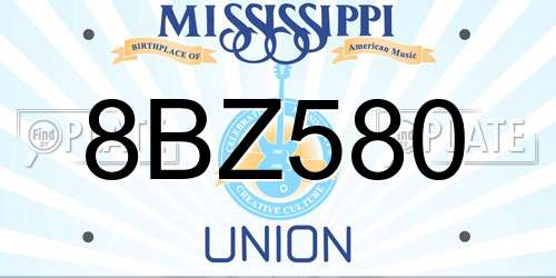 8BZ580 Mississippi License Plate
