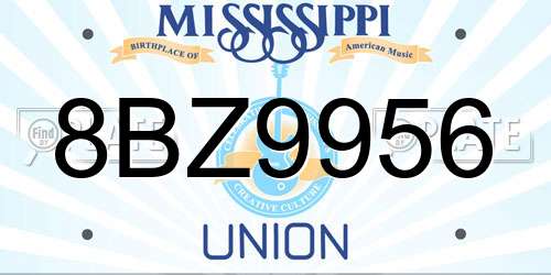 8BZ9956 Mississippi License Plate
