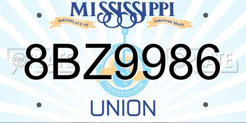 8BZ9986 Mississippi License Plate