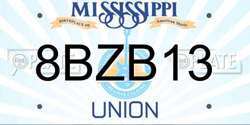 8BZB13 Mississippi License Plate