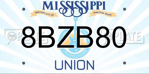 8BZB80 Mississippi License Plate