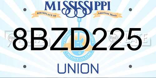 8BZD225 Mississippi License Plate