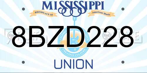 8BZD228 Mississippi License Plate