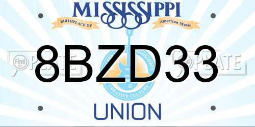 8BZD33 Mississippi License Plate