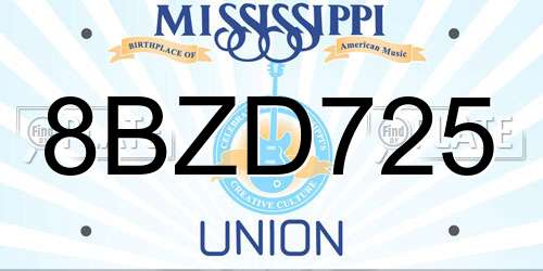 8BZD725 Mississippi License Plate
