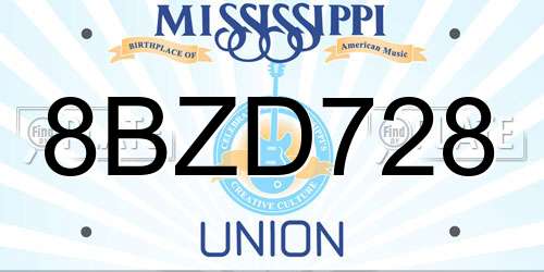 8BZD728 Mississippi License Plate
