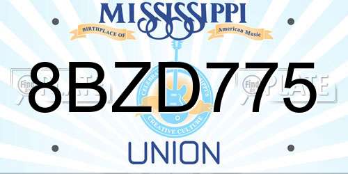 8BZD775 Mississippi License Plate