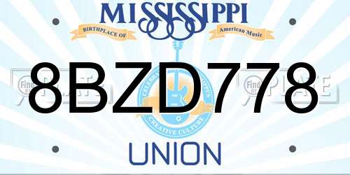 8BZD778 Mississippi License Plate