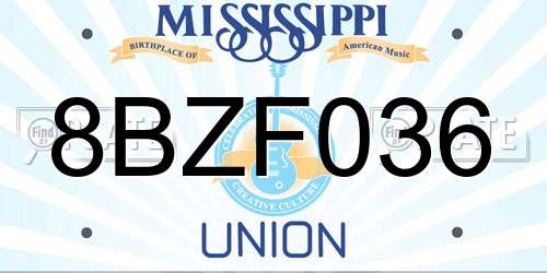 8BZF036 Mississippi License Plate