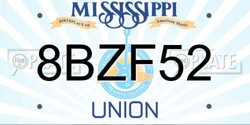 8BZF52 Mississippi License Plate