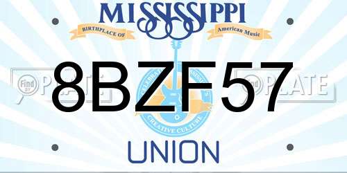 8BZF57 Mississippi License Plate
