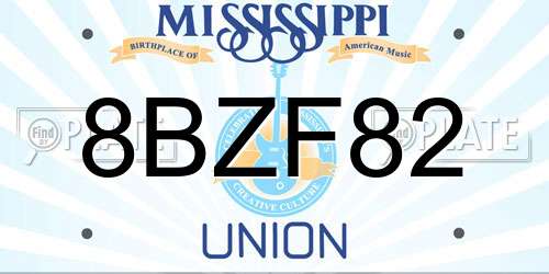 8BZF82 Mississippi License Plate