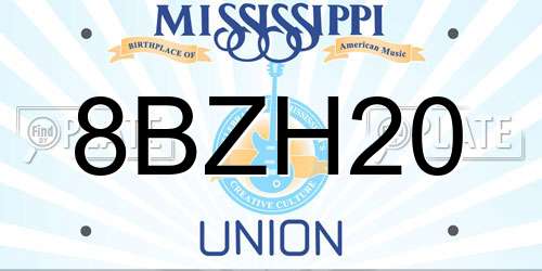 8BZH20 Mississippi License Plate