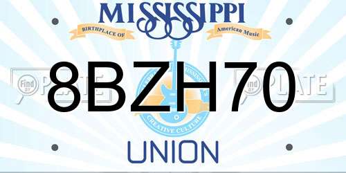 8BZH70 Mississippi License Plate