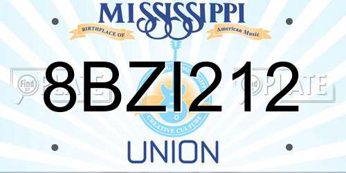 8BZI212 Mississippi License Plate