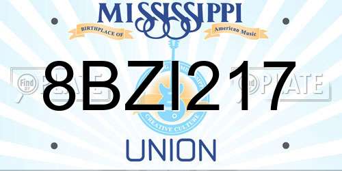 8BZI217 Mississippi License Plate