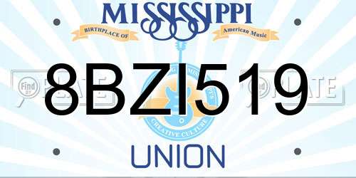 8BZI519 Mississippi License Plate
