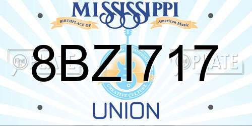 8BZI717 Mississippi License Plate