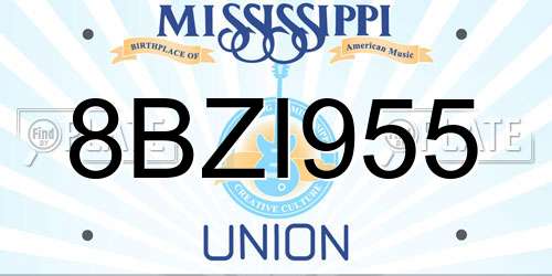 8BZI955 Mississippi License Plate