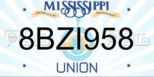 8BZI958 Mississippi License Plate