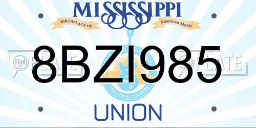 8BZI985 Mississippi License Plate