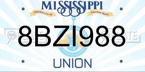 8BZI988 Mississippi License Plate