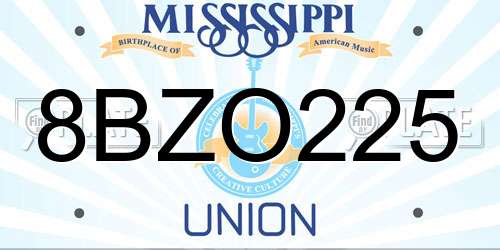 8BZO225 Mississippi License Plate