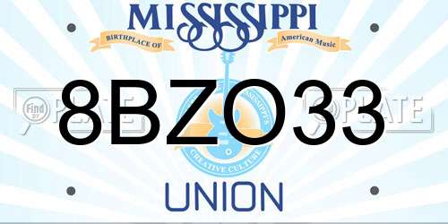 8BZO33 Mississippi License Plate