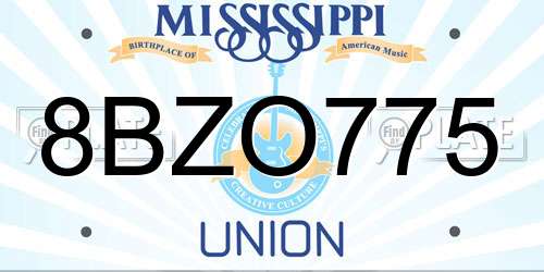8BZO775 Mississippi License Plate