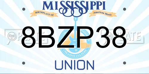 8BZP38 Mississippi License Plate